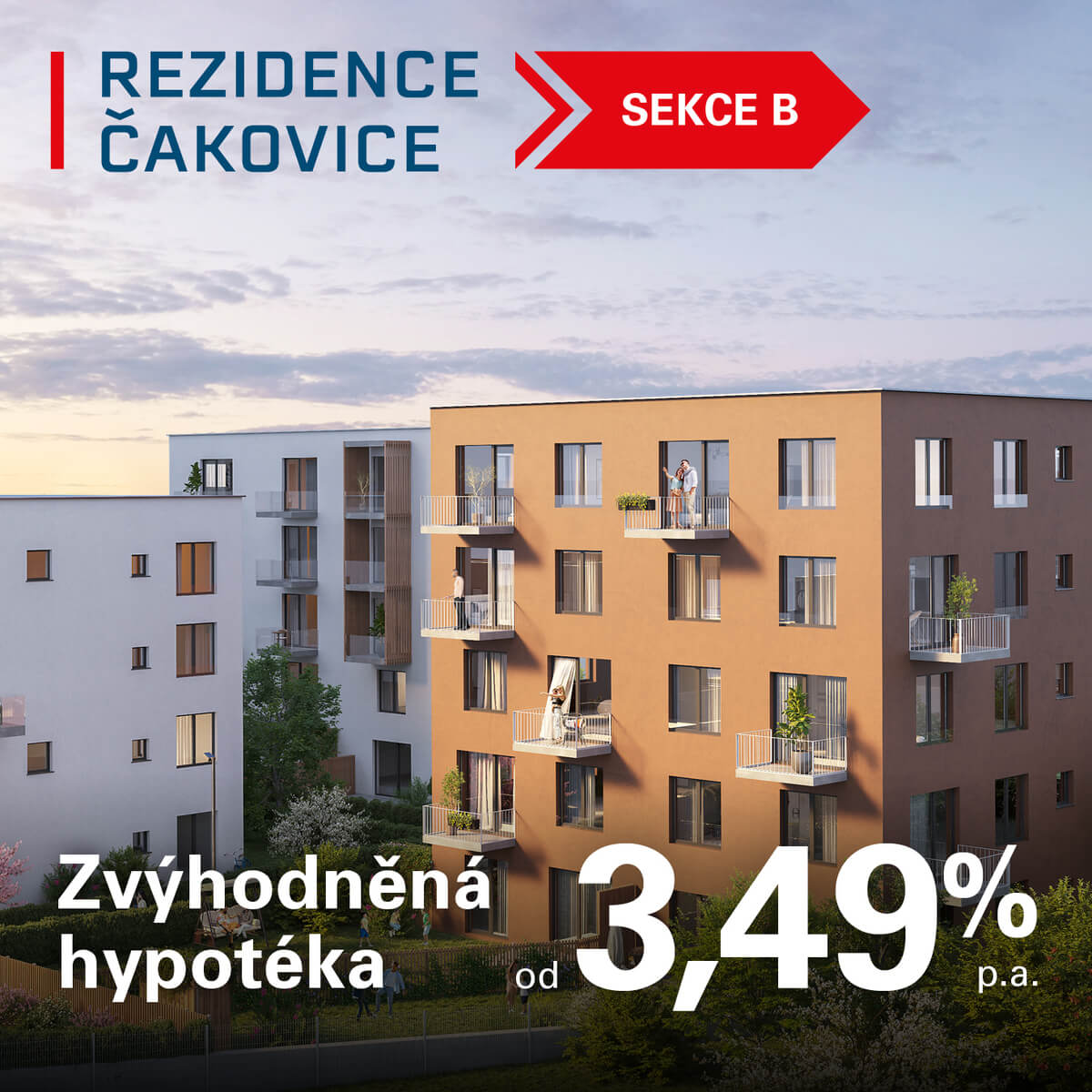 Rezidence Čakovice Sekce B - Zvýhodněná hypotéka od 3,49% p.a.